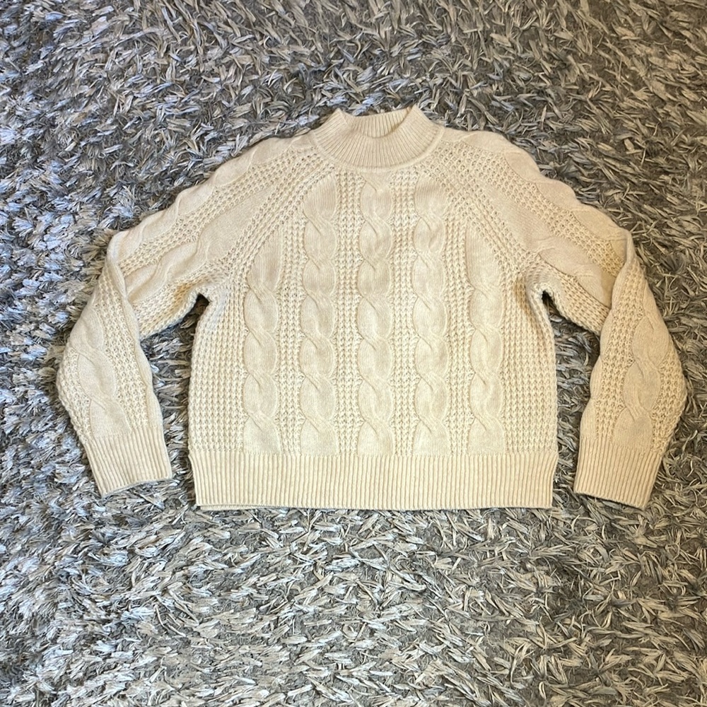 J.Crew Mockneck Cable-Knit Sweater - Size M